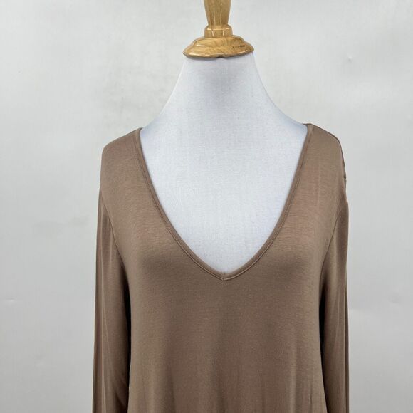 Tobi Fairytale Hem Dress Womens M Medium Stone V Neck Long Sleeve Pullover Solid - Picture 4 of 11